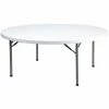 Flash Furniture Round Wh 72Rnd Plastic Fold Table, 71" W, 71" L, 29" H, Plastic Top, White