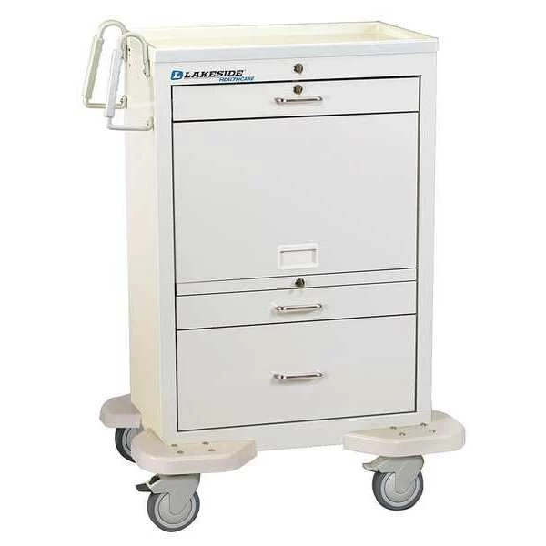 Lakeside Medication Cart w/Cassette, 20 Bins and 3 Lockable Drawers