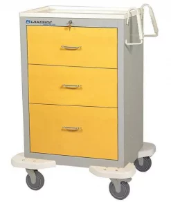 Lakeside Medical Cart, 3 Drawers w/Key Lock-Yellow