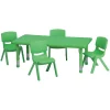 Flash Furniture Rectangle Activity Table, 24" X 48" X 23.75", Plastic Top, Green
