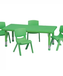 Flash Furniture Rectangle Activity Table, 24" X 48" X 23.75", Plastic Top, Green