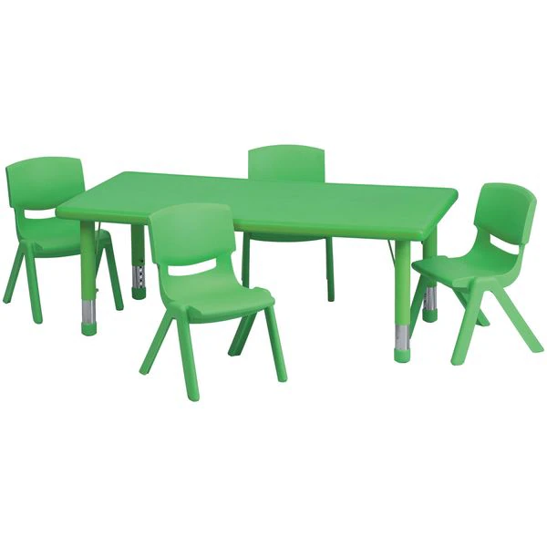Flash Furniture Rectangle Activity Table, 24" X 48" X 23.75", Plastic Top, Green