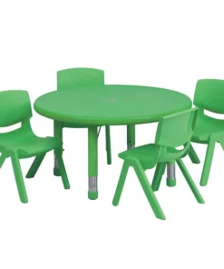 Flash Furniture Round Activity Table, 33" X 33" X 23.75", Plastic Top, Green