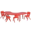 Flash Furniture Kidney Activity Table, 35" X 65" X 23.75", Plastic Top, Red