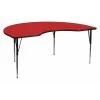 Flash Furniture Kidney Table, Kidney Shp, Red, 48x96", 48" X 96" X 30.25", Laminate Top, Red