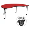 Flash Furniture Kidney Table, Kidney Shp, Red, Lckng Cstrs, 48x96", 48" X 96" X 25.5", Laminate Top, Red