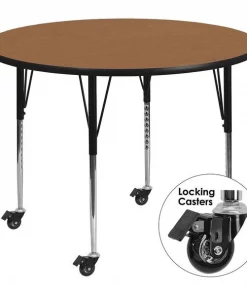 Flash Furniture Round Activity Table, 48" X 48" X 30.37", Laminate Top, Wood Grain