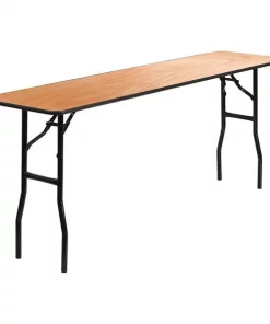 Flash Furniture Rectangle Training Table, 18" X 72" X 30.25", Wood Top, Wood Grain