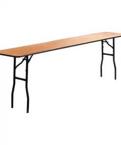 Flash Furniture Rectangle Training Table, 18" X 96" X 30.25", Wood Top, Wood Grain