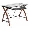 Flash Furniture Computer Desk, 23-1/2" D, 39-1/4" W, 29" H, Clear/Cherry, Laminate, Table Top: Glass
