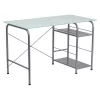 Flash Furniture Computer Desk, 23-1/2" D, 47-1/4" W, 29-1/2" H, Silk White/Silver, Glass