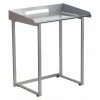 Flash Furniture Contemporary Desk, 18" D, 27.5 W, 32.25 H, Clear/Silver, Glass, Metal