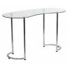 Flash Furniture Contemporary Desk, 18-1/4" to 21" D, 47-1/4" W, 28-1/2" H, Clear/Chrome, Glass