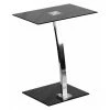 Flash Furniture Computer Desk, 12.5" D, 19" W, 22-3/4" H, Silk Black Top/Chrome Frame, Metal, Table Top: Glass
