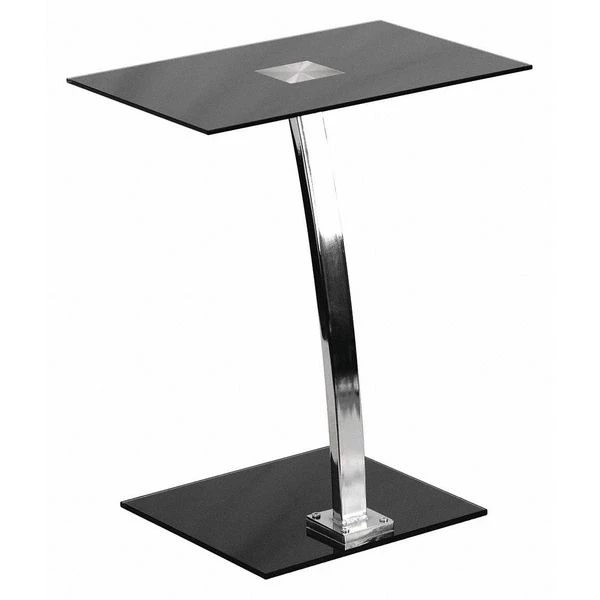 Flash Furniture Computer Desk, 12.5" D, 19" W, 22-3/4" H, Silk Black Top/Chrome Frame, Metal, Table Top: Glass