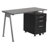 Flash Furniture Computer Desk, 23-1/2" D, 47-1/4" W, 29-1/2" H, Black, Iron, Table Top: Glass
