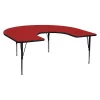 Flash Furniture Horseshoe Activity Table, 60" X 66" X 25.125", Laminate Top, Red