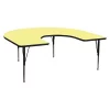 Flash Furniture Horseshoe Activity Table, 60" X 66" X 25.125", Laminate Top, Yellow