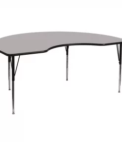 Flash Furniture Kidney Activity Table, 48" X 72" X 30.125", Laminate Top, Grey