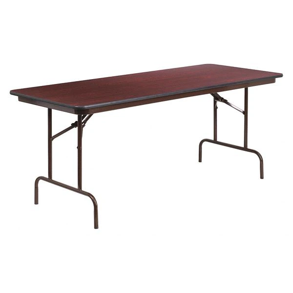 Flash Furniture Rectangle Folding Table, 30" W, 72" L, 30" H, Laminate Top, Wood Grain