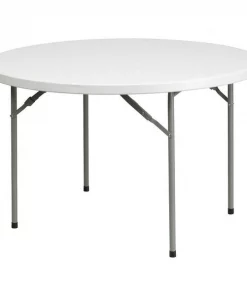Flash Furniture Round Folding Table, 48" W, 48" L, 29" H, Plastic Top, White