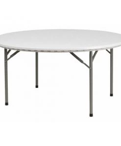 Flash Furniture Round Folding Table, 60" W, 60" L, 29" H, Plastic Top, White