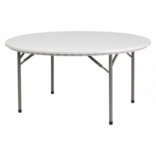 Flash Furniture Round Folding Table, 60" W, 60" L, 29" H, Plastic Top, White