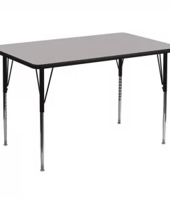 Flash Furniture Rectangle Activity Table, 36" X 72" X 30.125", Laminate Top, Grey