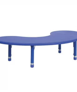 Flash Furniture Kidney Activity Table, 35" X 65" X 23.75", Plastic Top, Blue
