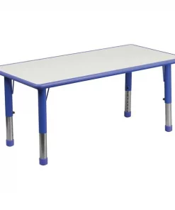 Flash Furniture Rectangle Preschool Table, Bl, 23.625" W x 47.25" L, 23.625" X 47.25" X 23.5", Laminate Top, Blue