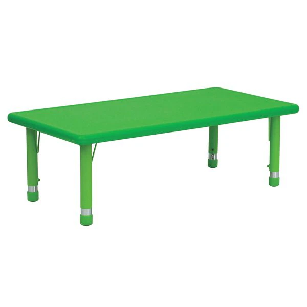 Flash Furniture Rectangle Activity Table, 24" X 48" X 23.75", Plastic Top, Green