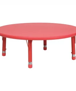 Flash Furniture Round Activity Table, 45" X 45" X 23.75", Plastic Top, Red