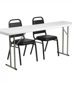 Flash Furniture Rectangle Folding Table, Foam, Metal, Plastic: Polyethylene, Vinyl Top, Black