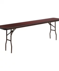 Flash Furniture Rectangle Training Table, 18" X 96" X 30", Laminate Top, Wood Grain