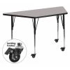 Flash Furniture Trapezoid Activity Table, 29.5" X 57.25" X 30.5", Laminate Top, Grey