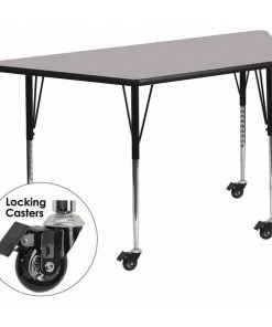 Flash Furniture Trapezoid Activity Table, 29.5" X 57.25" X 30.5", Laminate Top, Grey