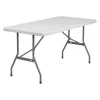 Flash Furniture Rectangle Folding Table, 30" W, 60" L, 29" H, Plastic Top, White
