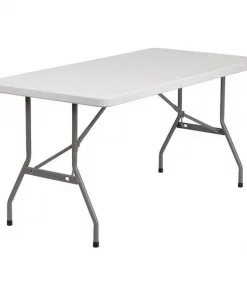 Flash Furniture Rectangle Folding Table, 30" W, 60" L, 29" H, Plastic Top, White