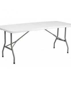 Flash Furniture Rectangle Folding Table, 30" W, 72" L, 29" H, Plastic Top, White