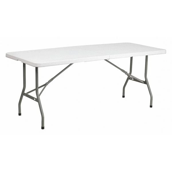 Flash Furniture Rectangle Folding Table, 30" W, 72" L, 29" H, Plastic Top, White
