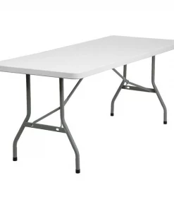 Flash Furniture Rectangle Folding Table, 30" W, 72" L, 29" H, Plastic Top, White