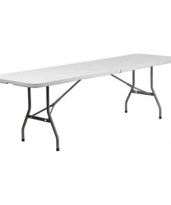 Flash Furniture Rectangle Folding Table, 30" W, 96" L, 29" H, Plastic Top, White