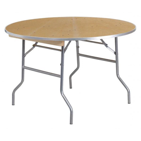 Flash Furniture Round Folding Table, 48" W, 48" L, 30" H, Wood Top, Wood Grain
