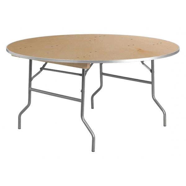 Flash Furniture Round Folding Table, 60" W, 60" L, 30" H, Wood Top, Wood Grain