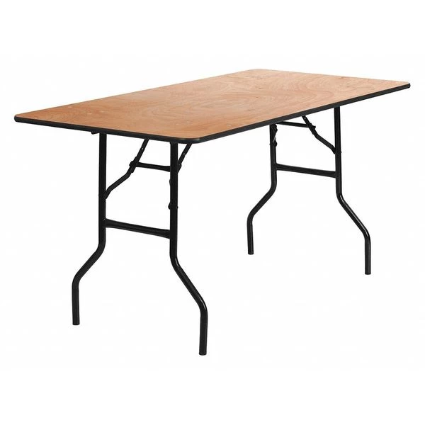 Flash Furniture Rectangle Folding Table, 30" W, 60" L, 30.25" H, Wood Top, Wood Grain