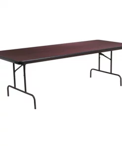 Flash Furniture Rectangle Folding Table, 36" W, 96" L, 30" H, Laminate Top, Wood Grain