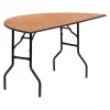 Flash Furniture Half Round Folding Table, 60" W, 30" L, 30.25" H, Wood Top, Wood Grain