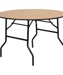 Flash Furniture Round Folding Table, 48" W, 48" L, 30.25" H, Wood Top, Wood Grain