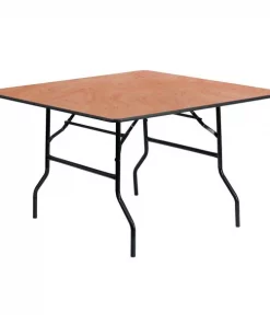 Flash Furniture Square Folding Table, 48" W, 48" L, 30.125" H, Wood Top, Wood Grain