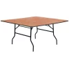 Flash Furniture Square Folding Table, 60" W, 60" L, 30.125" H, Wood Top, Wood Grain